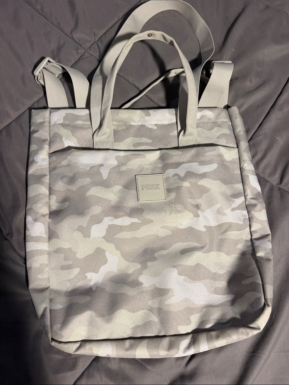 PINK Victoria's Secret Men's Camouflage Tote Backpack - Light Gray & Beige